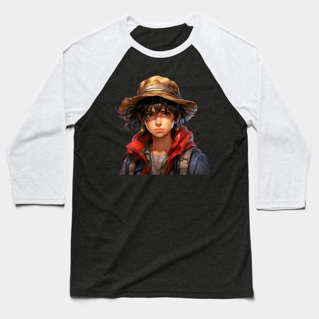 Reimagined Monkey D. Luffy from One Piece Baseball T-Shirt by Keciu's Shop